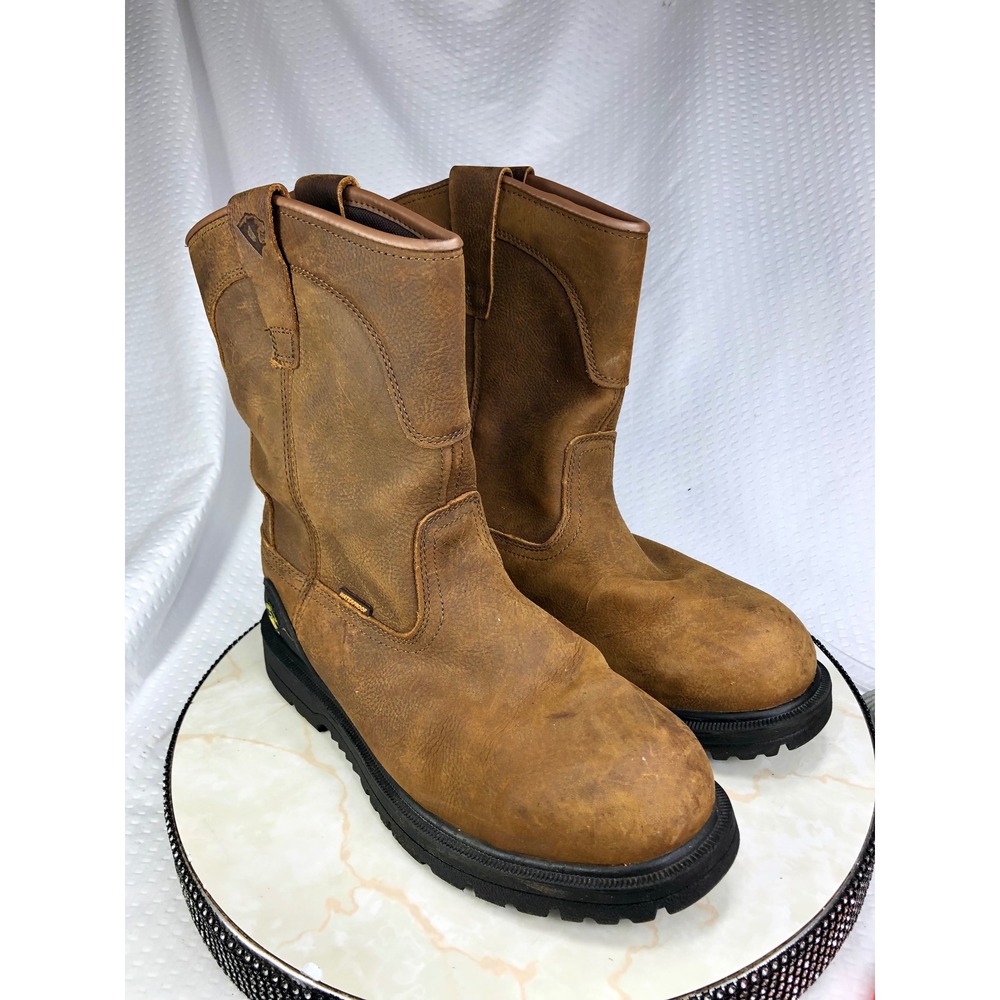 Herman Survivors Waterproof Leather Pull On Work Boots Mens 8 Brown Outdoor Shoe